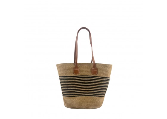 Bolso Tote De Hombro Rafia